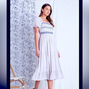 Embroidered midi dress